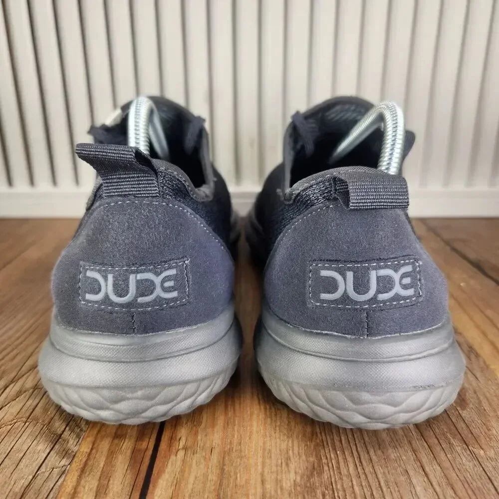 Mens 10 Hey Dude Relay Sox Dark Grey Casual Lace Up Low Comfort Sneakers Shoes